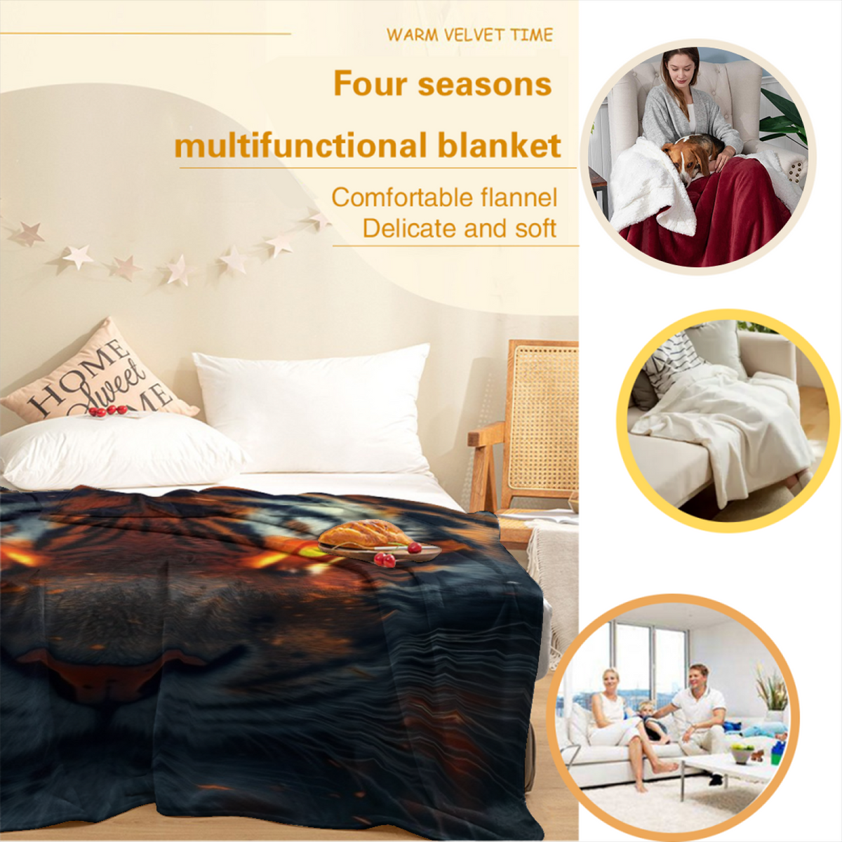 Retro Soft Neutral Silver Haven Decorative Flannel Blanket