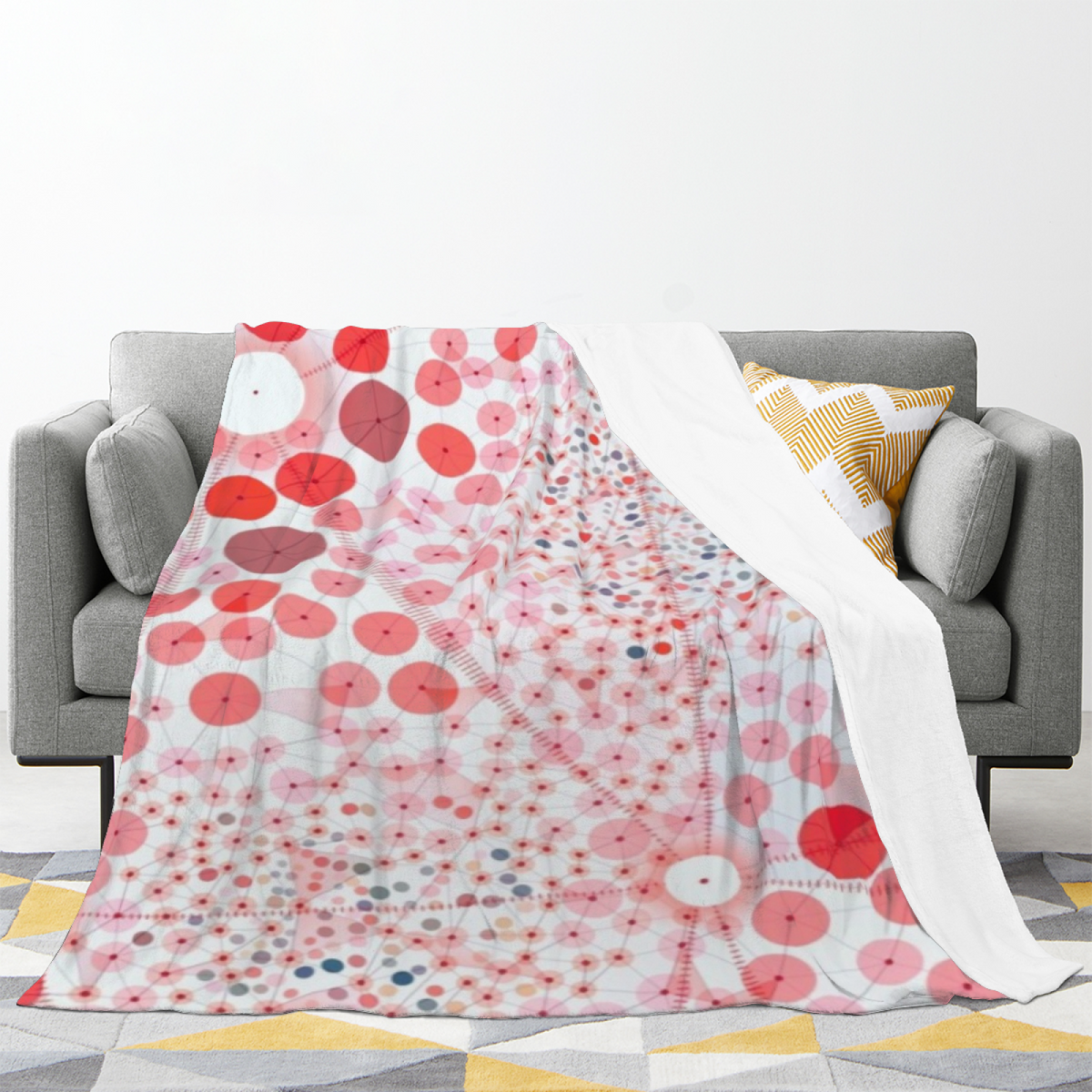 Blue Gingham Wildflower Soft Flannel Blanket