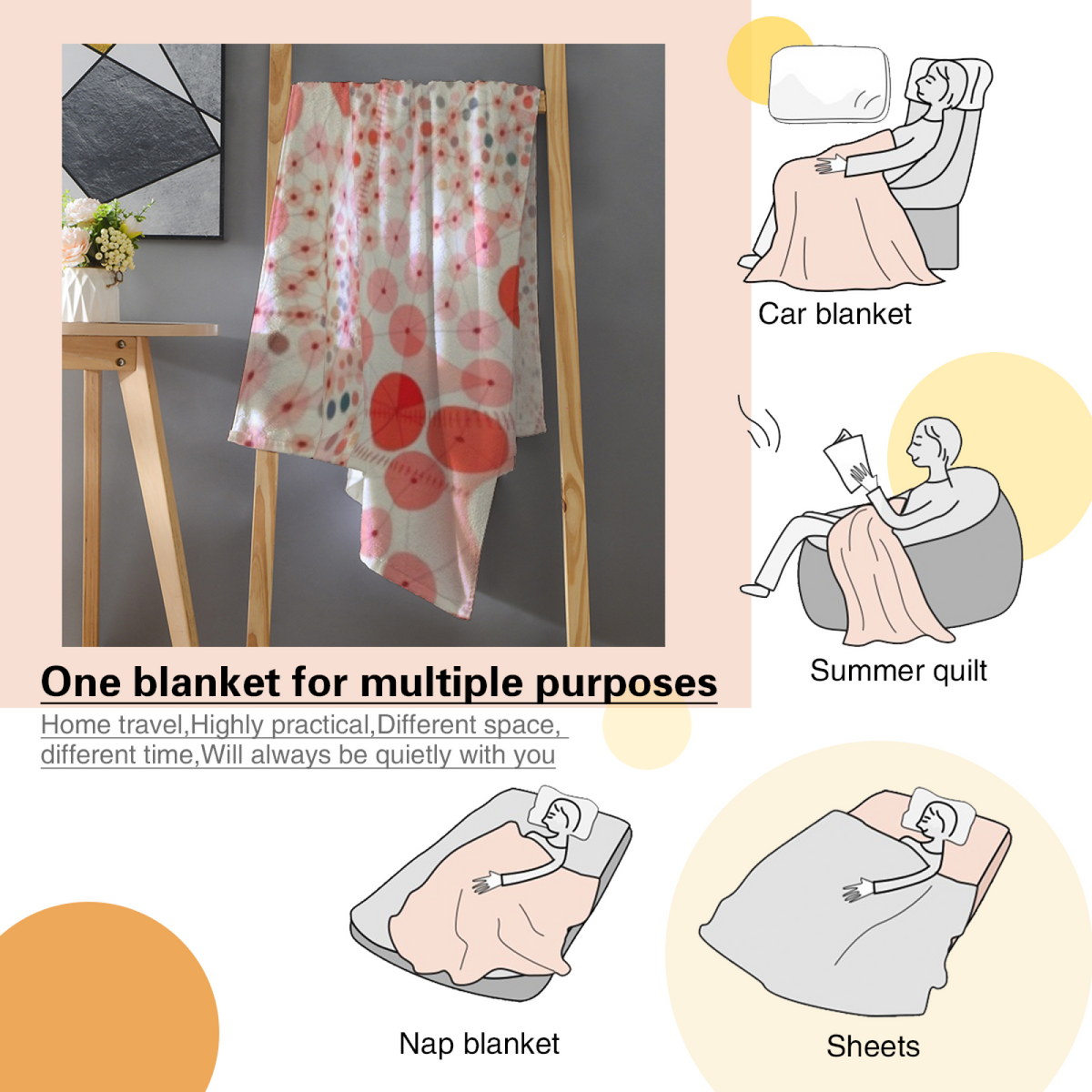 Blue Gingham Wildflower Soft Flannel Blanket