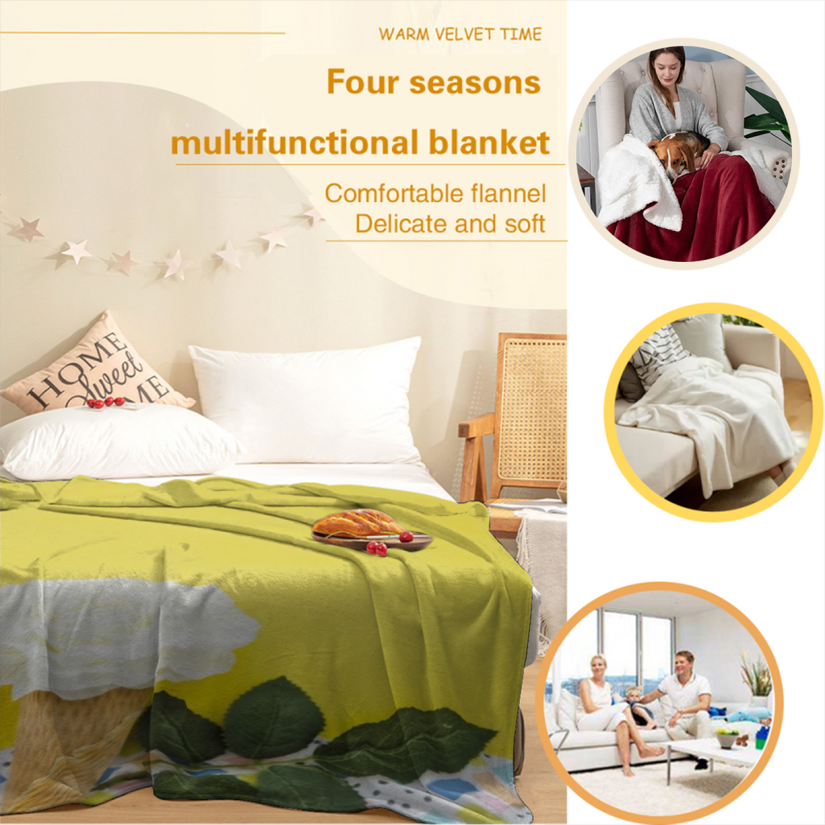 Eclectic Design Twilight Mirage Pastel Multicolor Cozy Flannel Bed Blanket