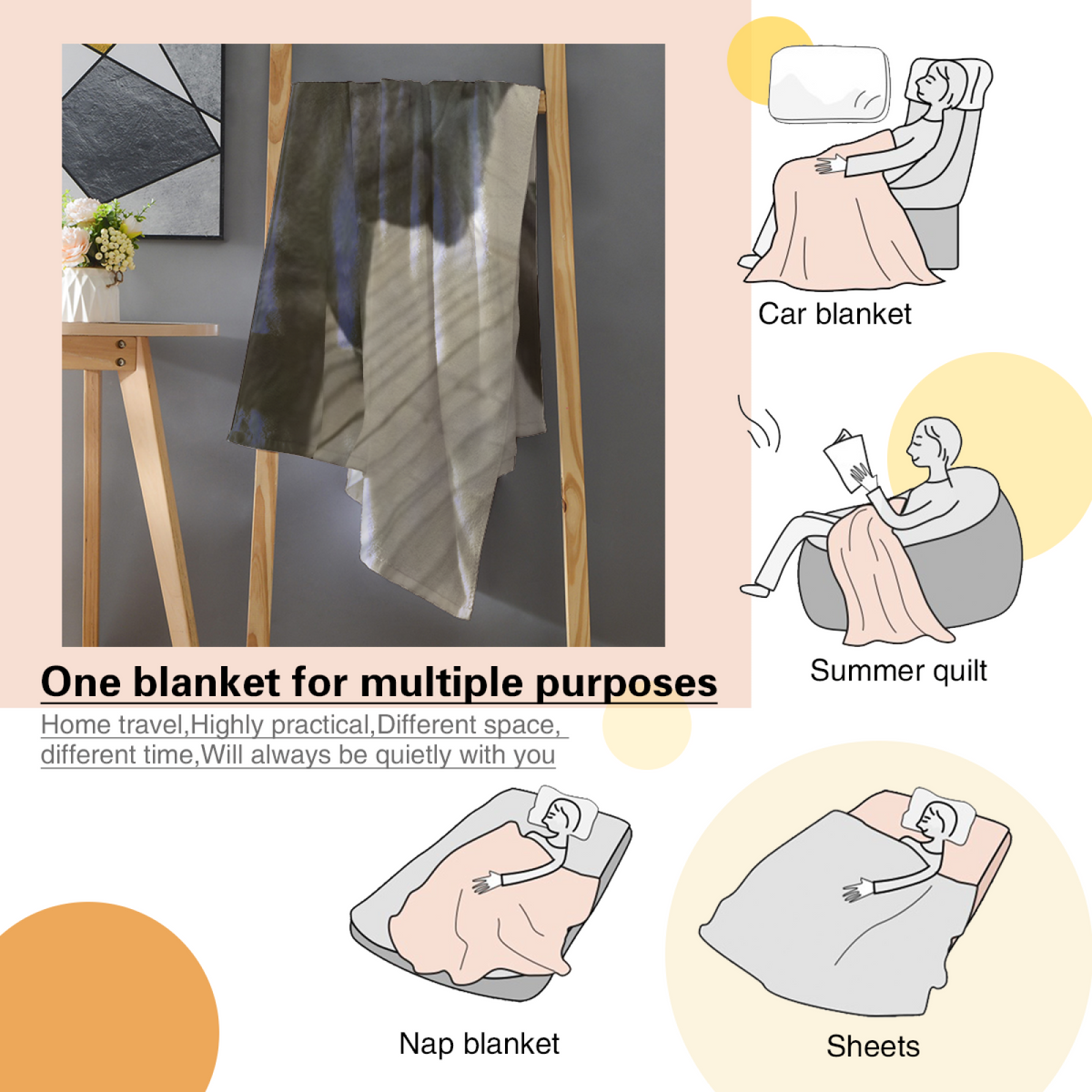 Moonlit Rhythm Bohemian Pattern Plush Flannel Throw