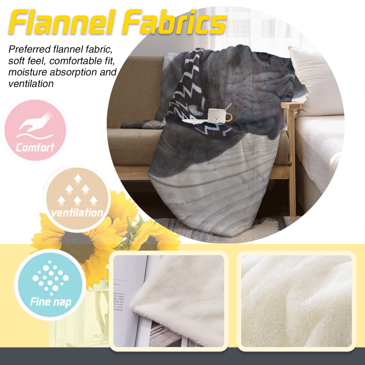 Moonlit Rhythm Bohemian Pattern Plush Flannel Throw