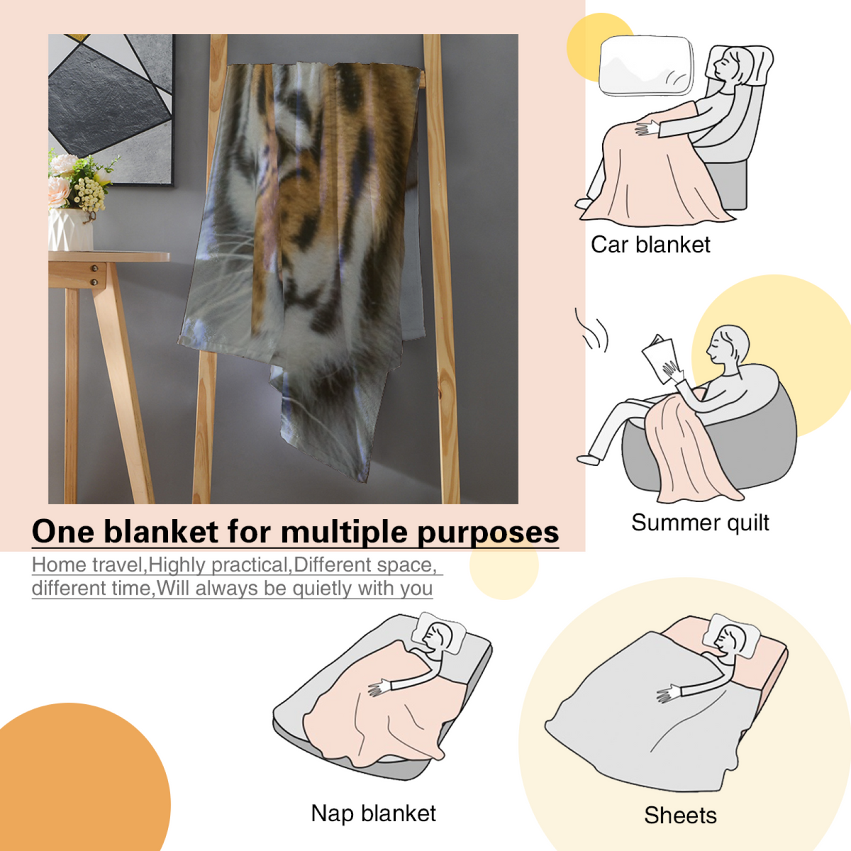Cozy Soft Neutral Dawn Glow All-Season Flannel Blanket