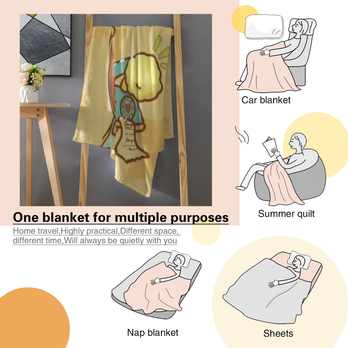 Gilded Hearth Pastel Multicolor Modern Art Decorative Flannel Blanket