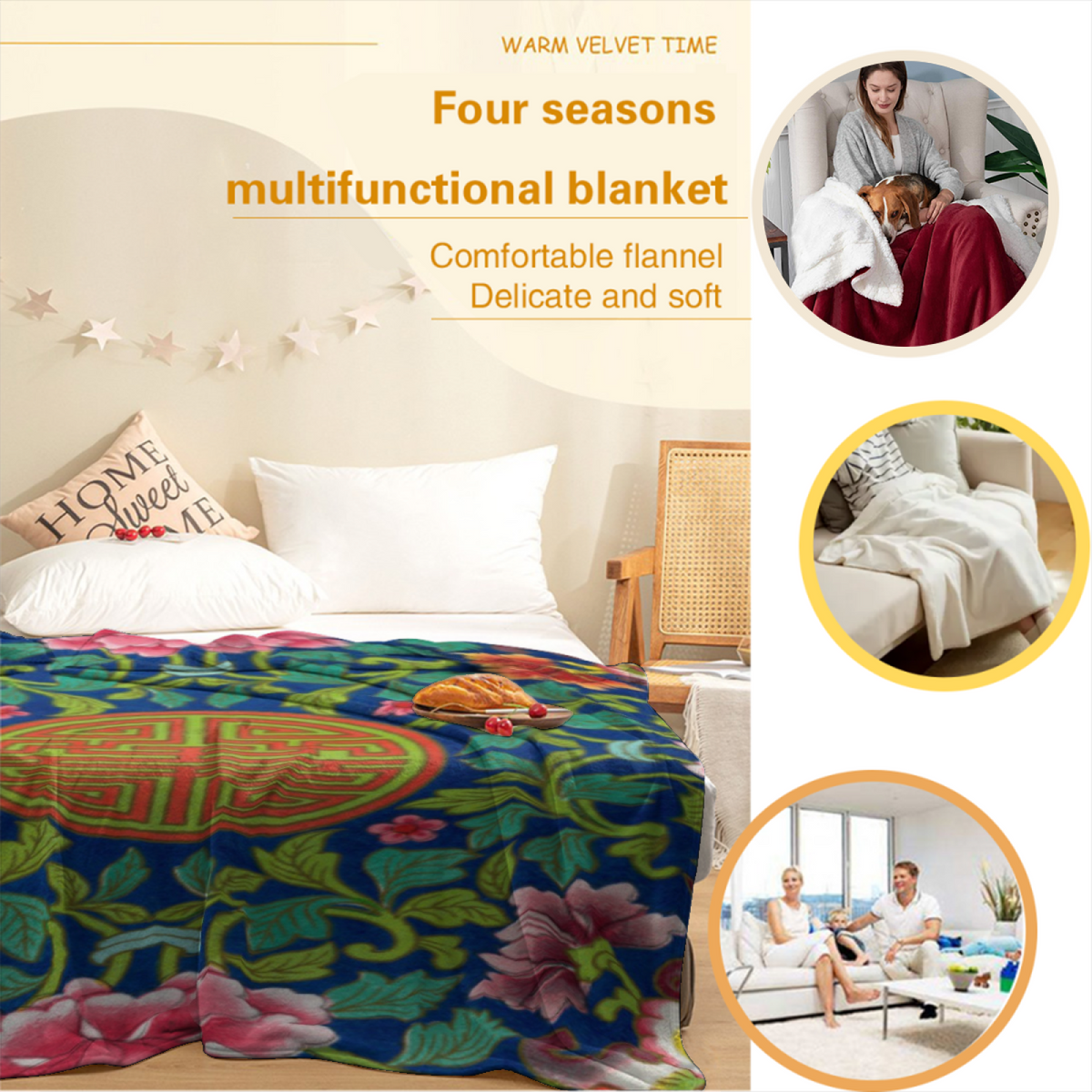 Willow Charm Whimsical Pattern Decorative Flannel Blanket