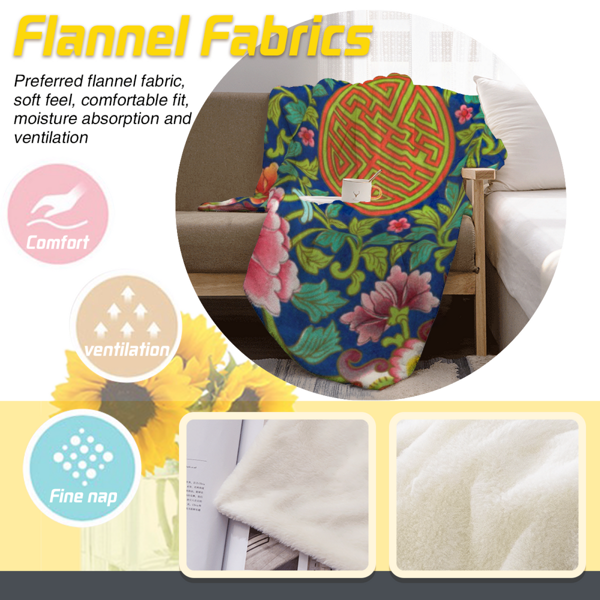 Willow Charm Whimsical Pattern Decorative Flannel Blanket