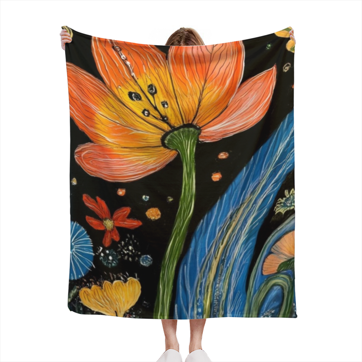Earthy Multicolor Rosewood Muse All-Season Flannel Blanket