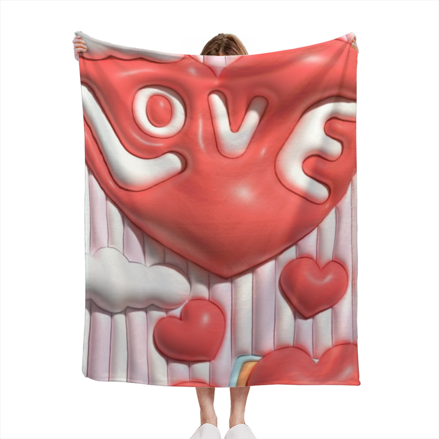 Love Hearts Flannel Throw Blanket ¨C Cute Red Valentine-Inspired Design