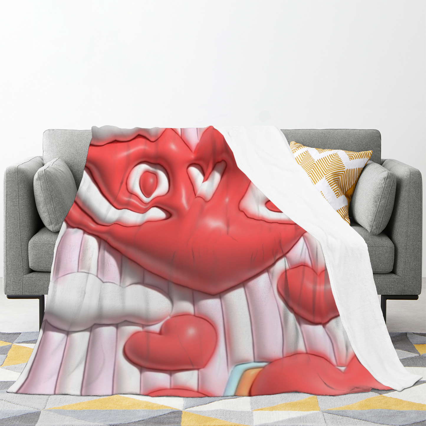 Love Hearts Flannel Throw Blanket ¨C Cute Red Valentine-Inspired Design