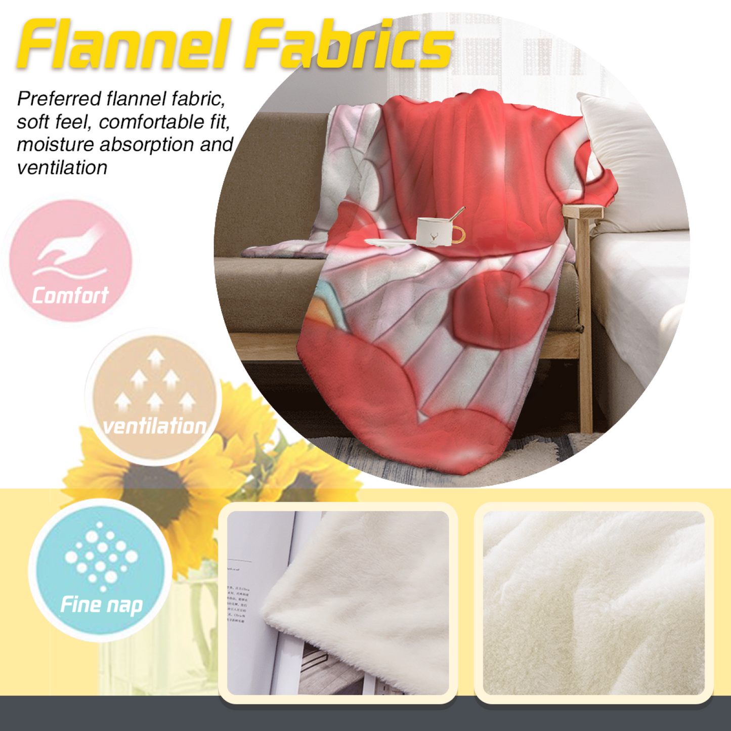 Love Hearts Flannel Throw Blanket ¨C Cute Red Valentine-Inspired Design