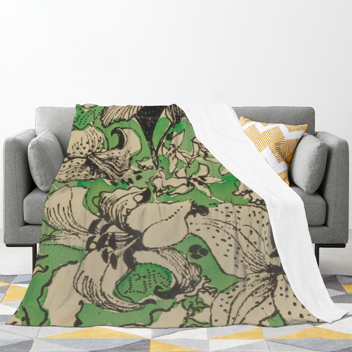 Soft Neutral Pebble Drift Plush Flannel Throw