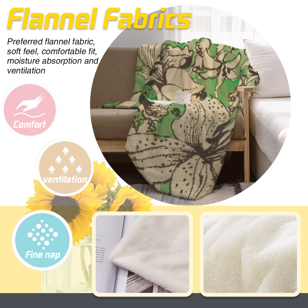 Soft Neutral Pebble Drift Plush Flannel Throw