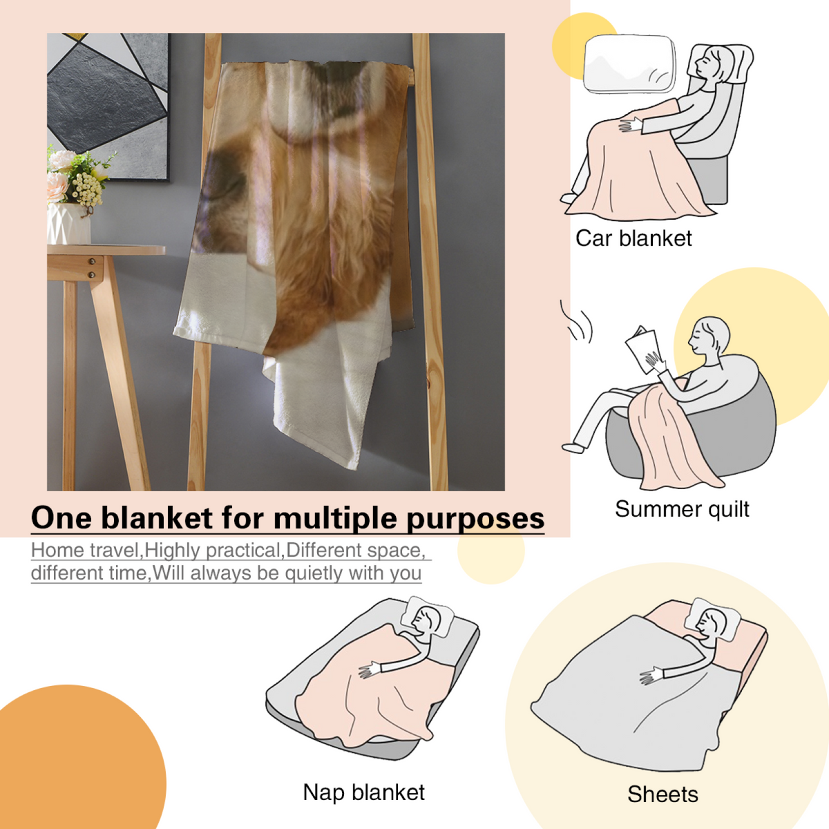 Pastel Multicolor Ember Sketch Decorative Flannel Blanket
