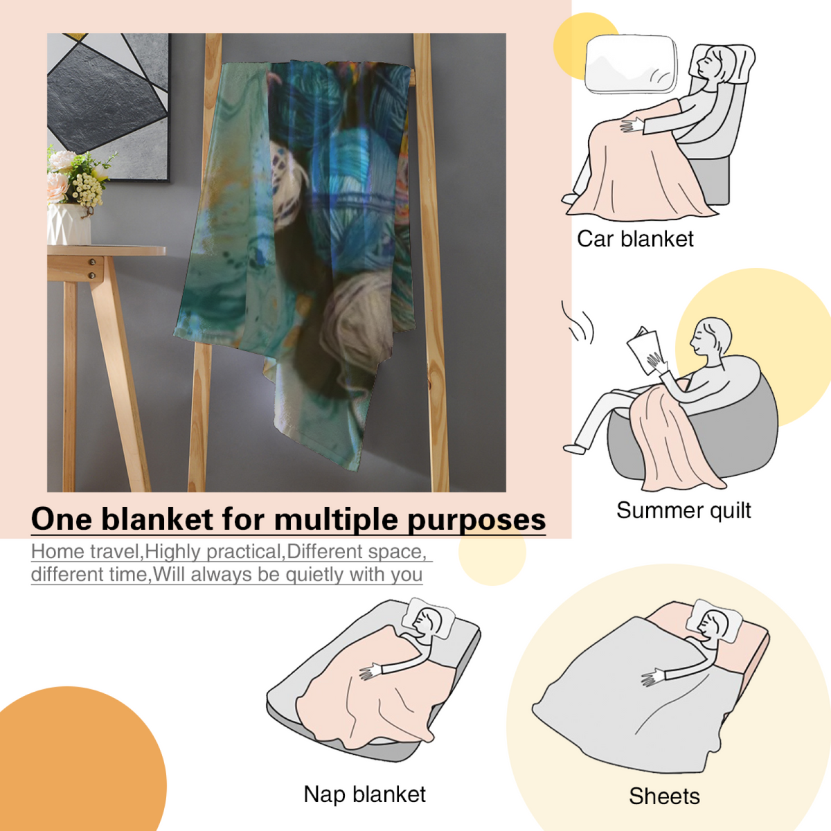 Seaside Galaxy Muted Sage Art Flannel Throw Blanket