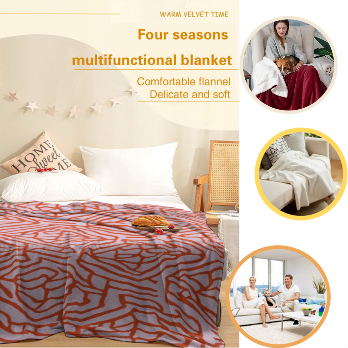 Pastel Multicolor Whimsical Decor All-Season Flannel Blanket ¨C Electric Thicket Edition