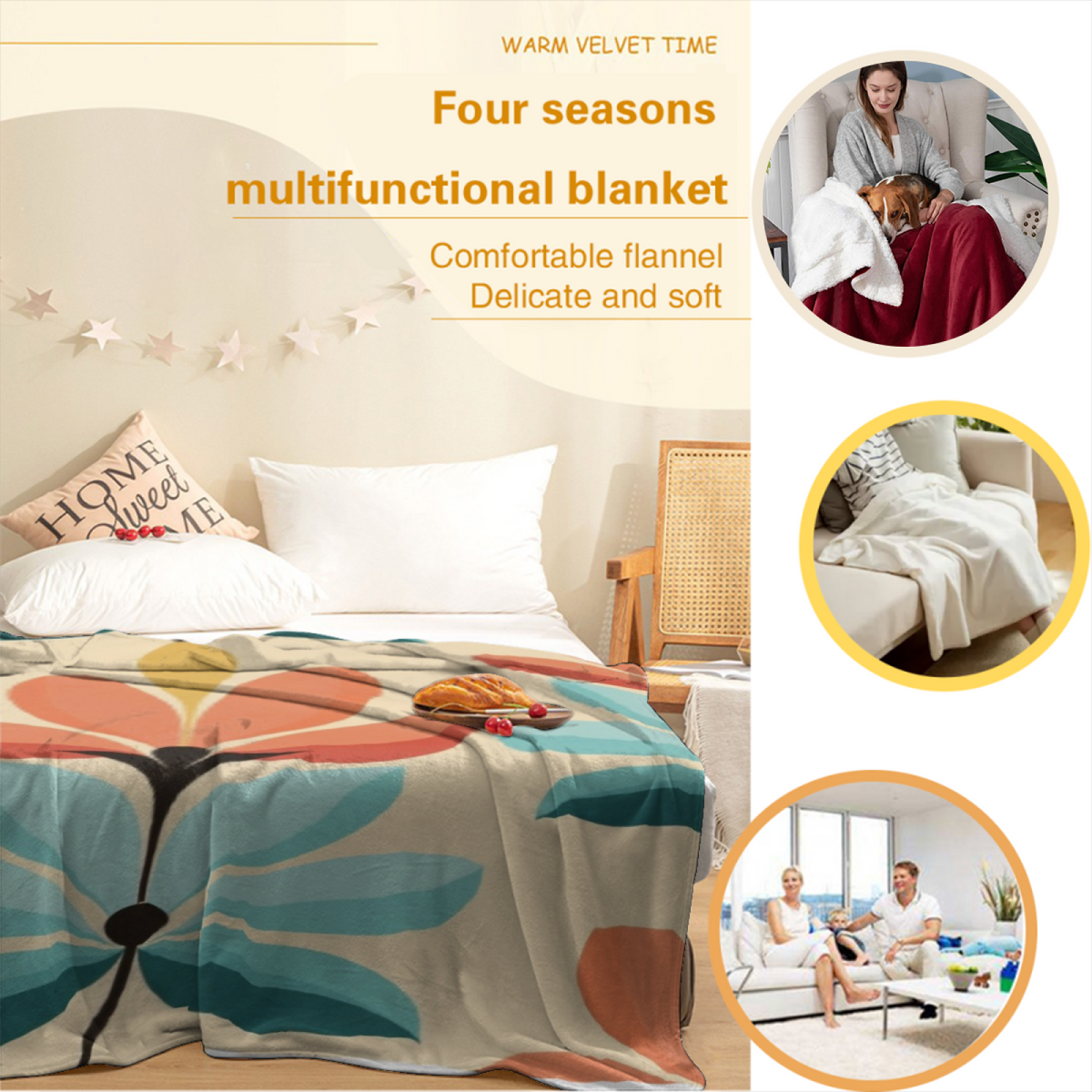 Prairie Sprout Pastel Multicolor Art Decorative Flannel Blanket