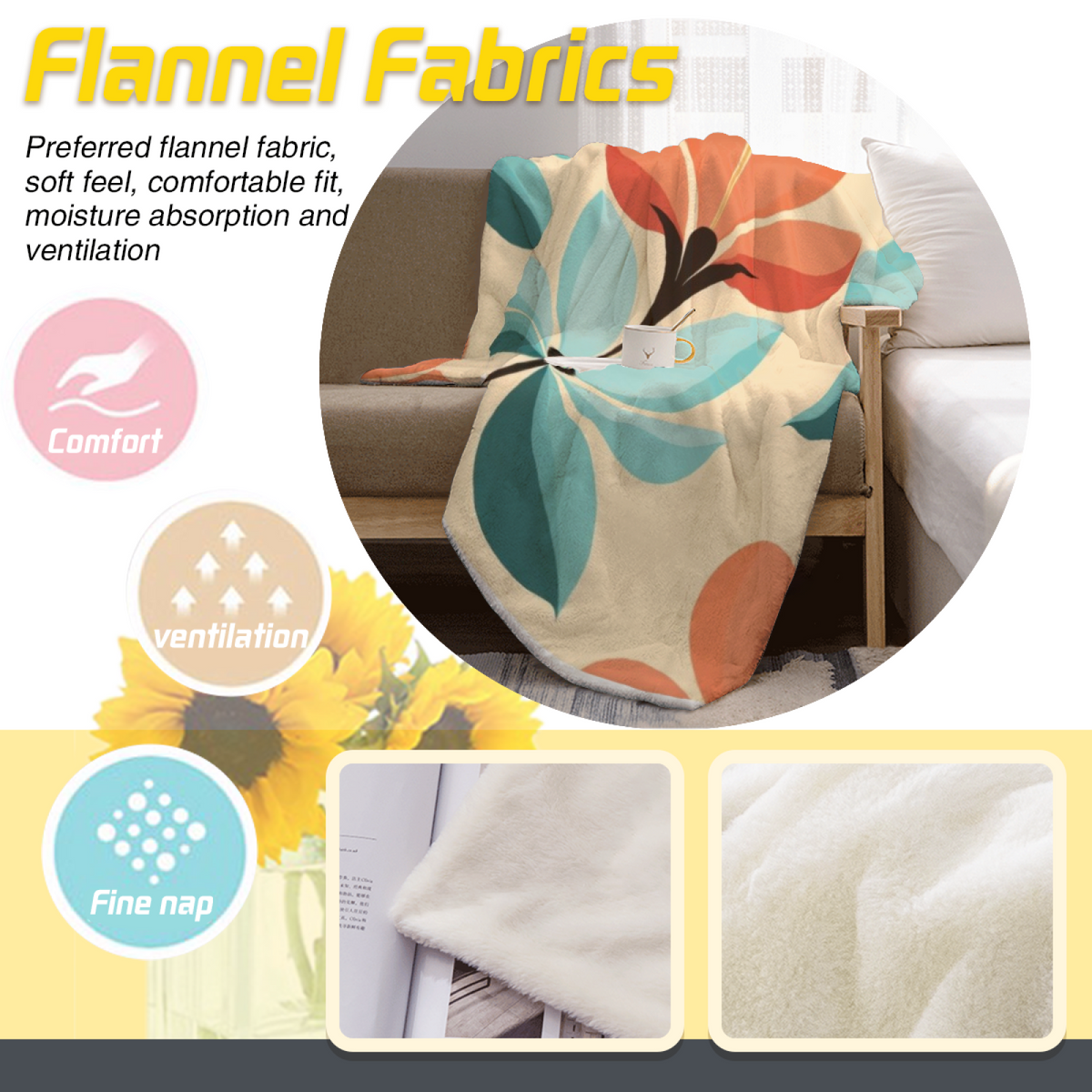 Prairie Sprout Pastel Multicolor Art Decorative Flannel Blanket