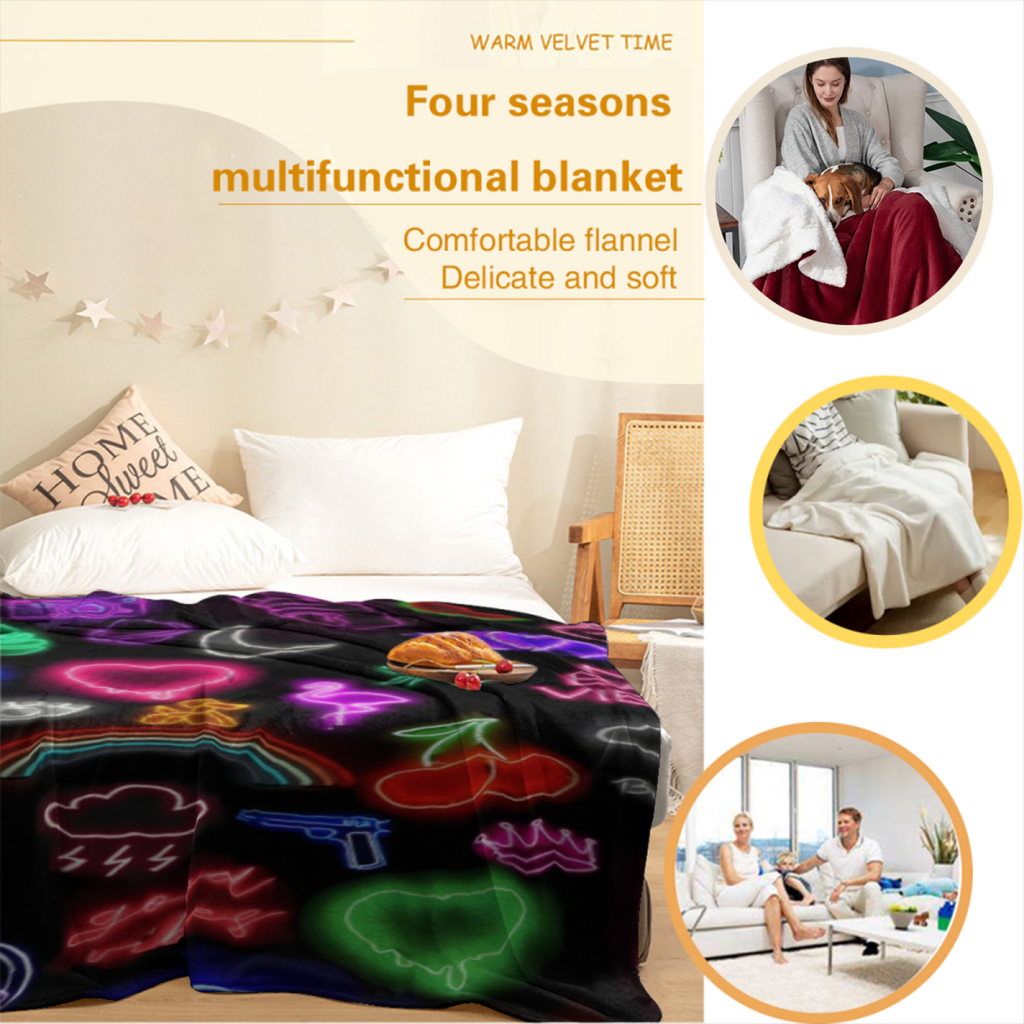 Modern Colorful Throw Blanket ¨C Artistic Printed Cozy Home Decor Blanket