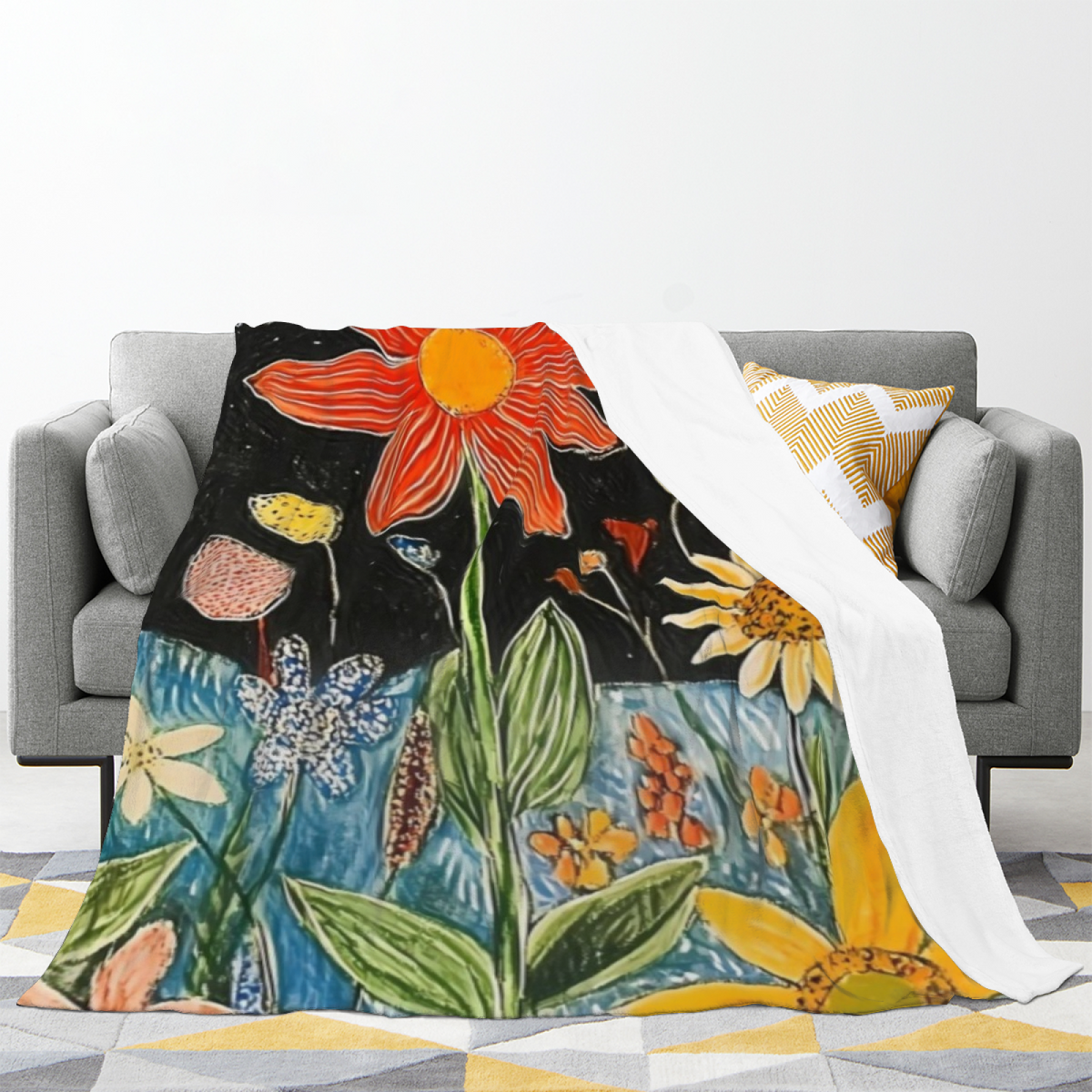 Earthy Multicolor Velvet Muse Decorative Flannel Blanket