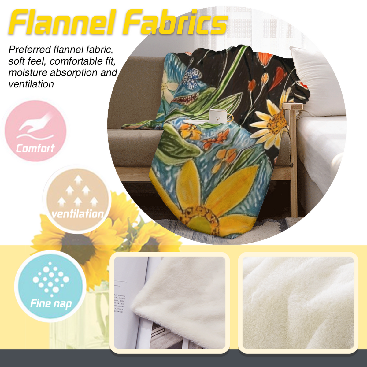 Earthy Multicolor Velvet Muse Decorative Flannel Blanket