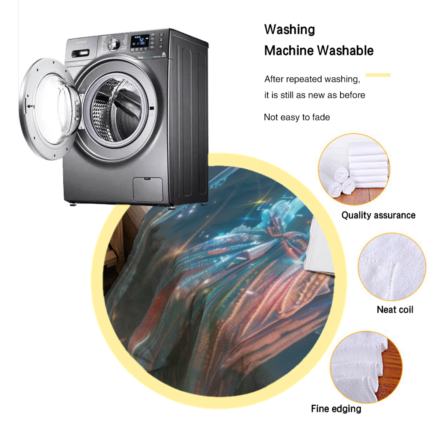 Futuristic Marble Warrior Flannel Throw Blanket ¨C Cosmic Neon Digital Art