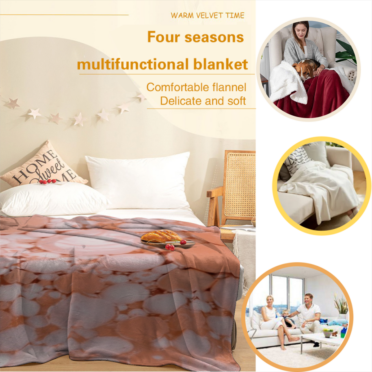 Blush Echo Bohemian Pattern All-Season Flannel Blanket