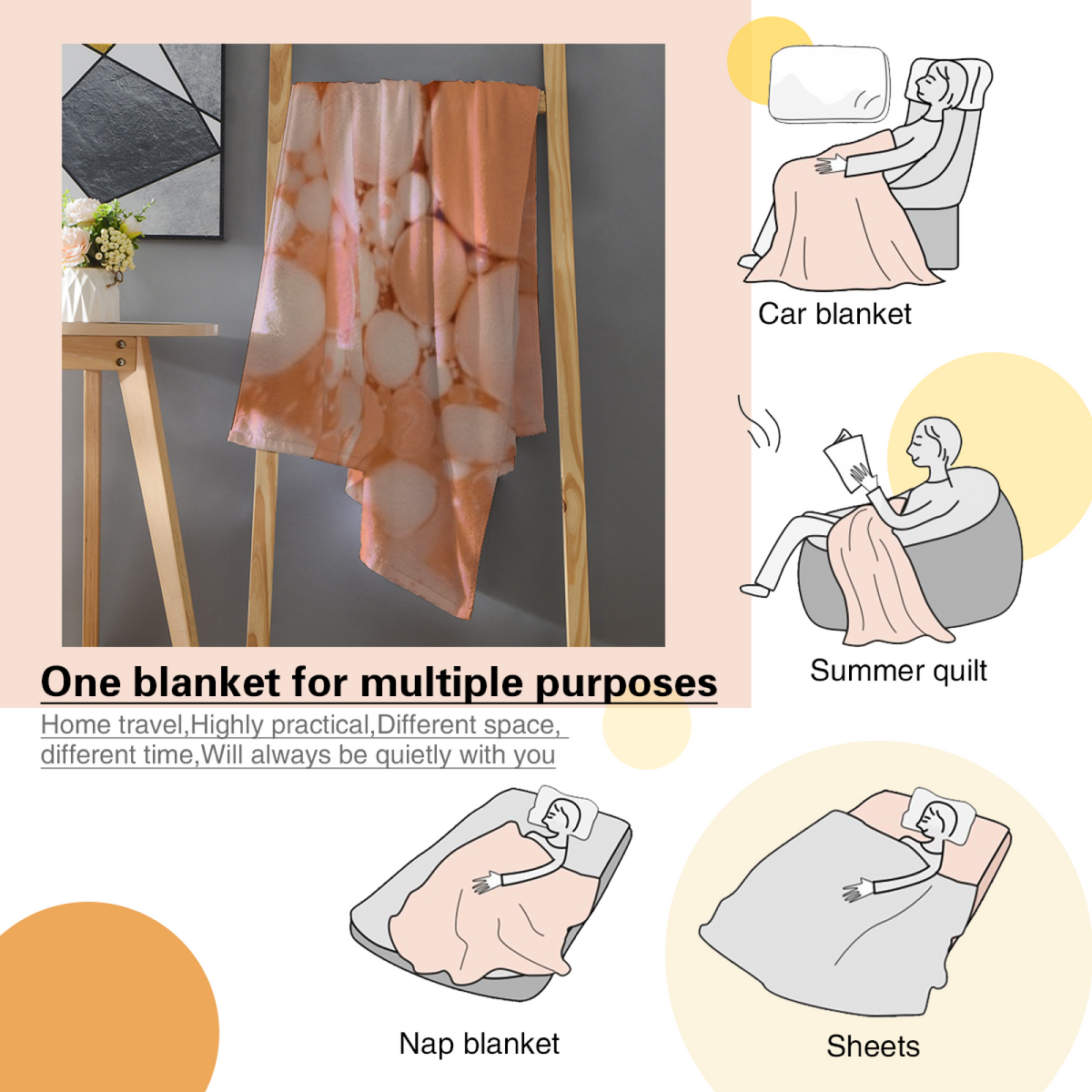 Blush Echo Bohemian Pattern All-Season Flannel Blanket