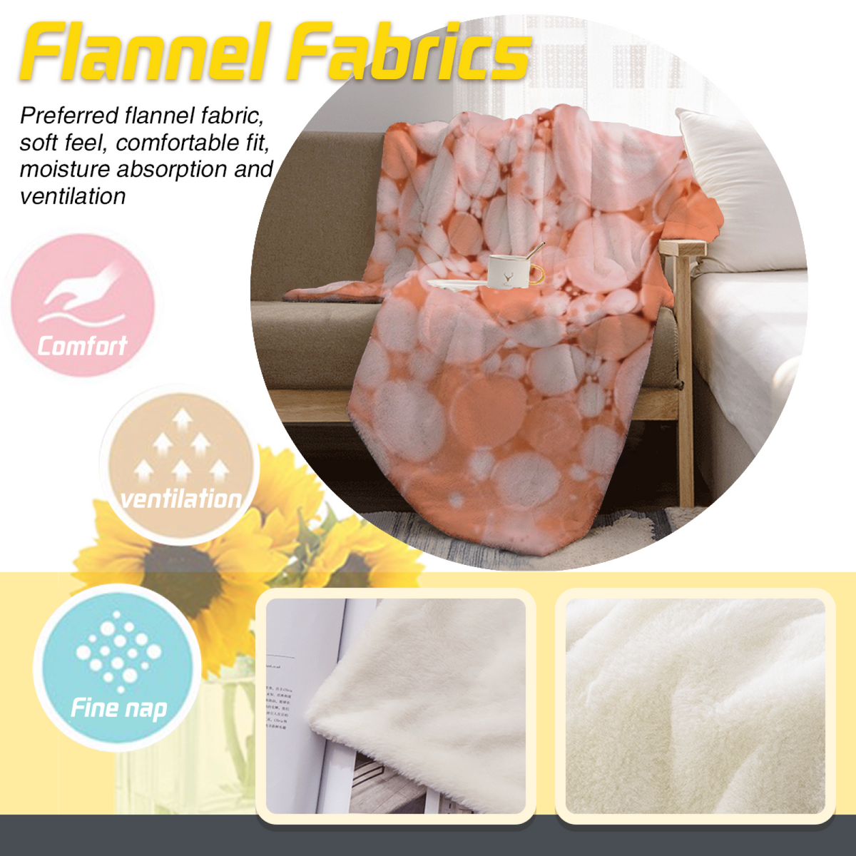 Blush Echo Bohemian Pattern All-Season Flannel Blanket