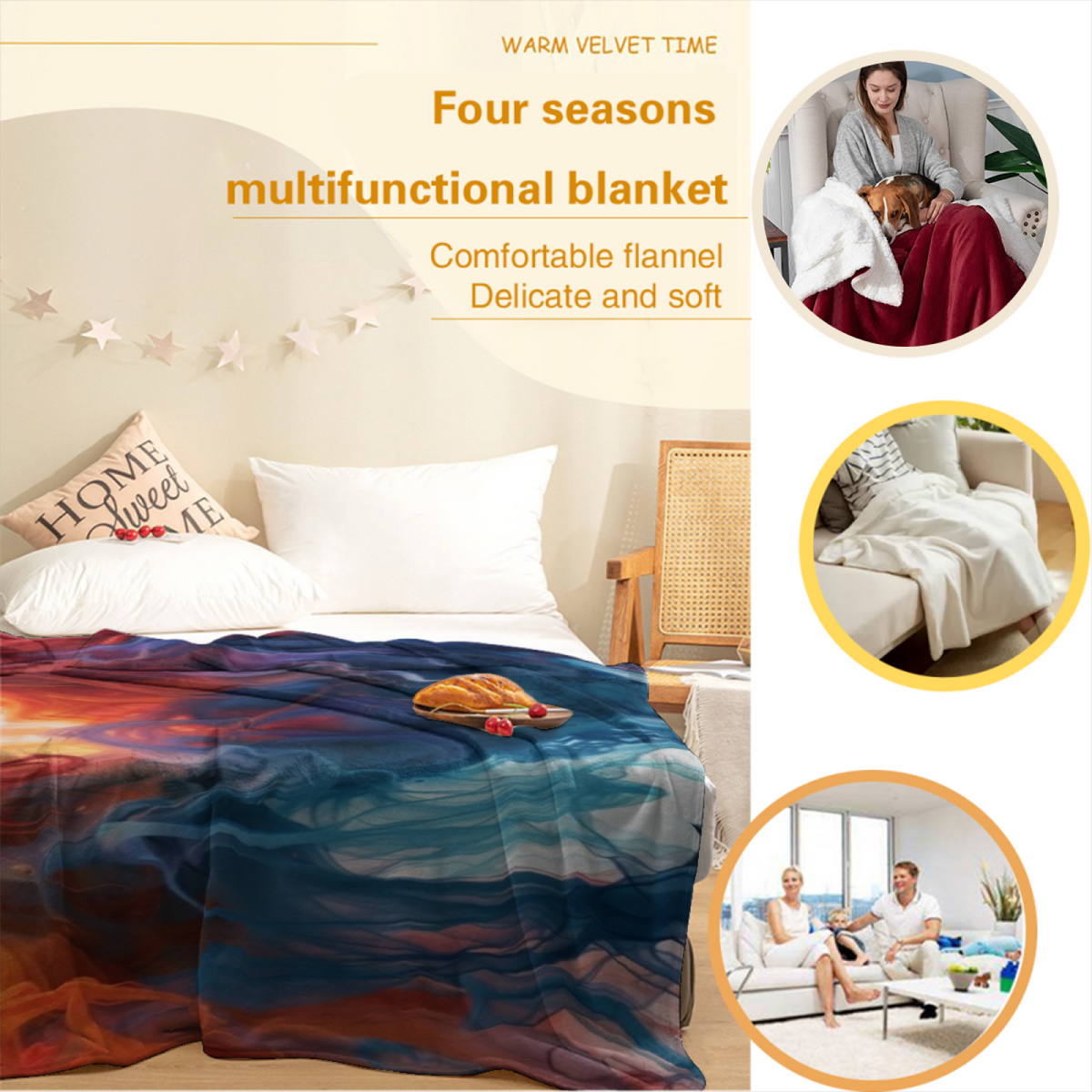 Soft Neutral Whimsical Decor All-Season Flannel Blanket ¨C Dewdrop Galaxy Edition