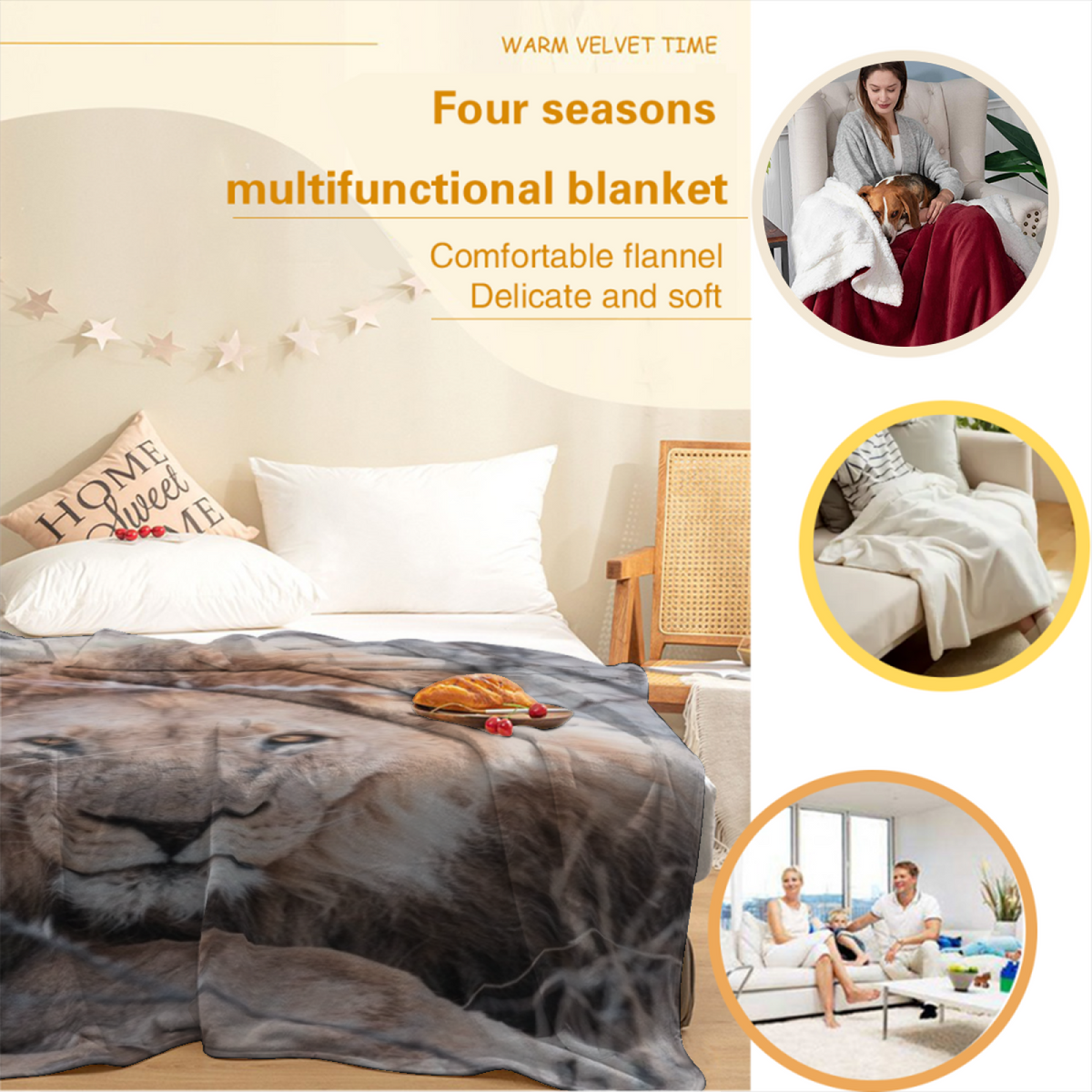 Eclectic Design Enchanted Wander Warm Coral Cozy Flannel Bed Blanket