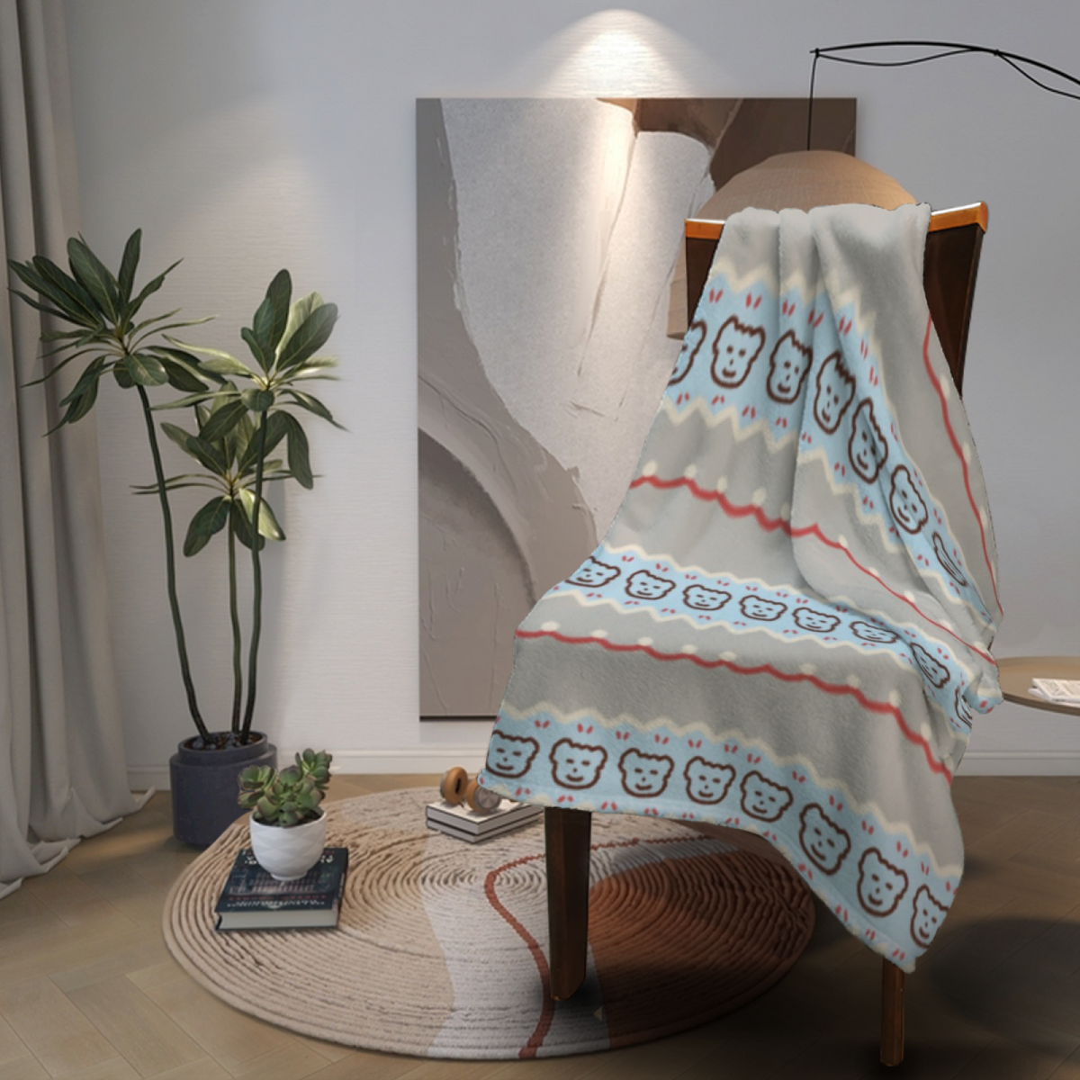 Soft Neutral Aurora Lantern Soft Flannel Blanket ¨C Contemporary Pattern