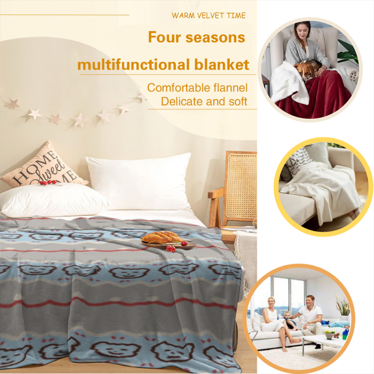 Soft Neutral Aurora Lantern Soft Flannel Blanket ¨C Contemporary Pattern