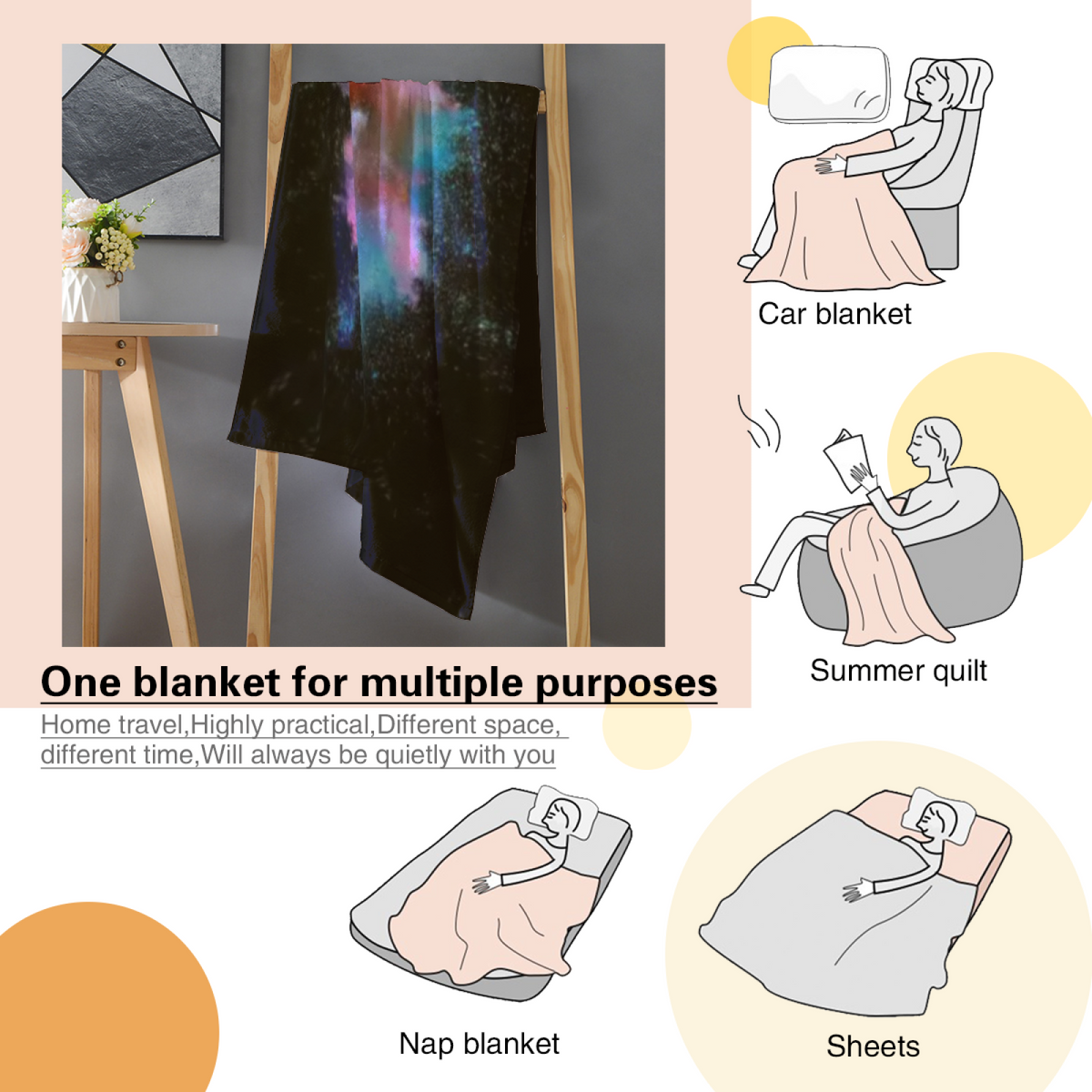 Copper Galaxy Lightweight Flannel Throw in Dusty Lilac