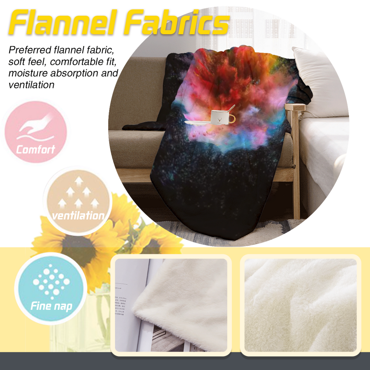 Copper Galaxy Lightweight Flannel Throw in Dusty Lilac