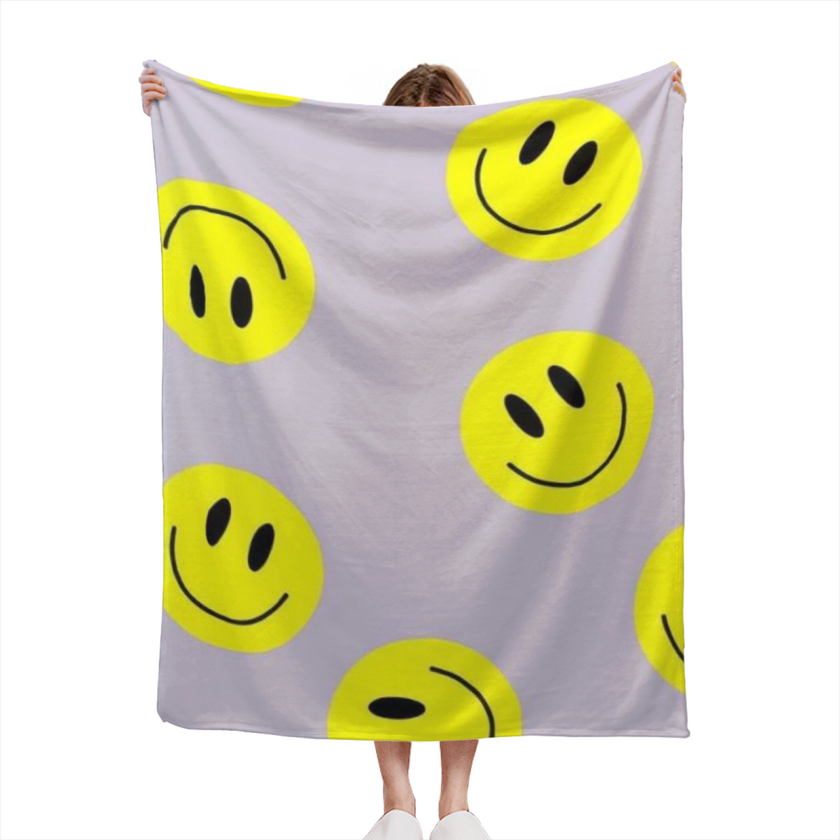 Lilac Smiley Pop All-Season Flannel Blanket