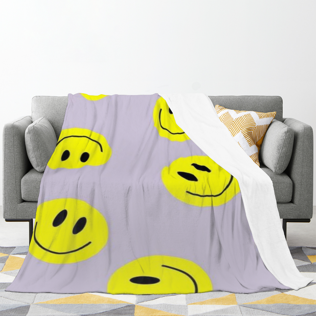 Lilac Smiley Pop All-Season Flannel Blanket