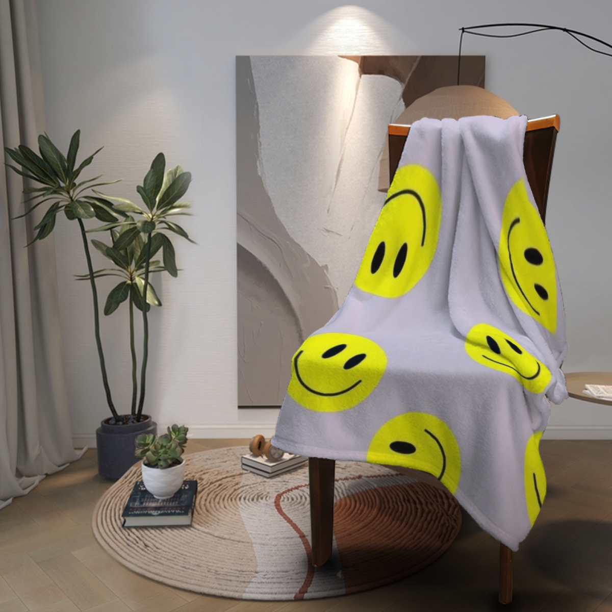 Lilac Smiley Pop All-Season Flannel Blanket