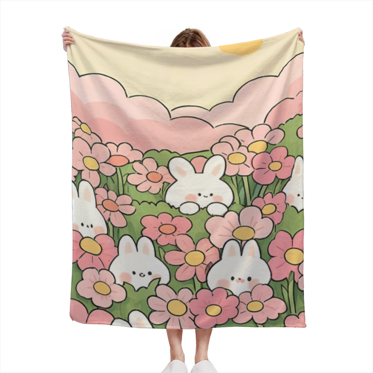 Harvest Flora Muted Sage Art Flannel Throw Blanket