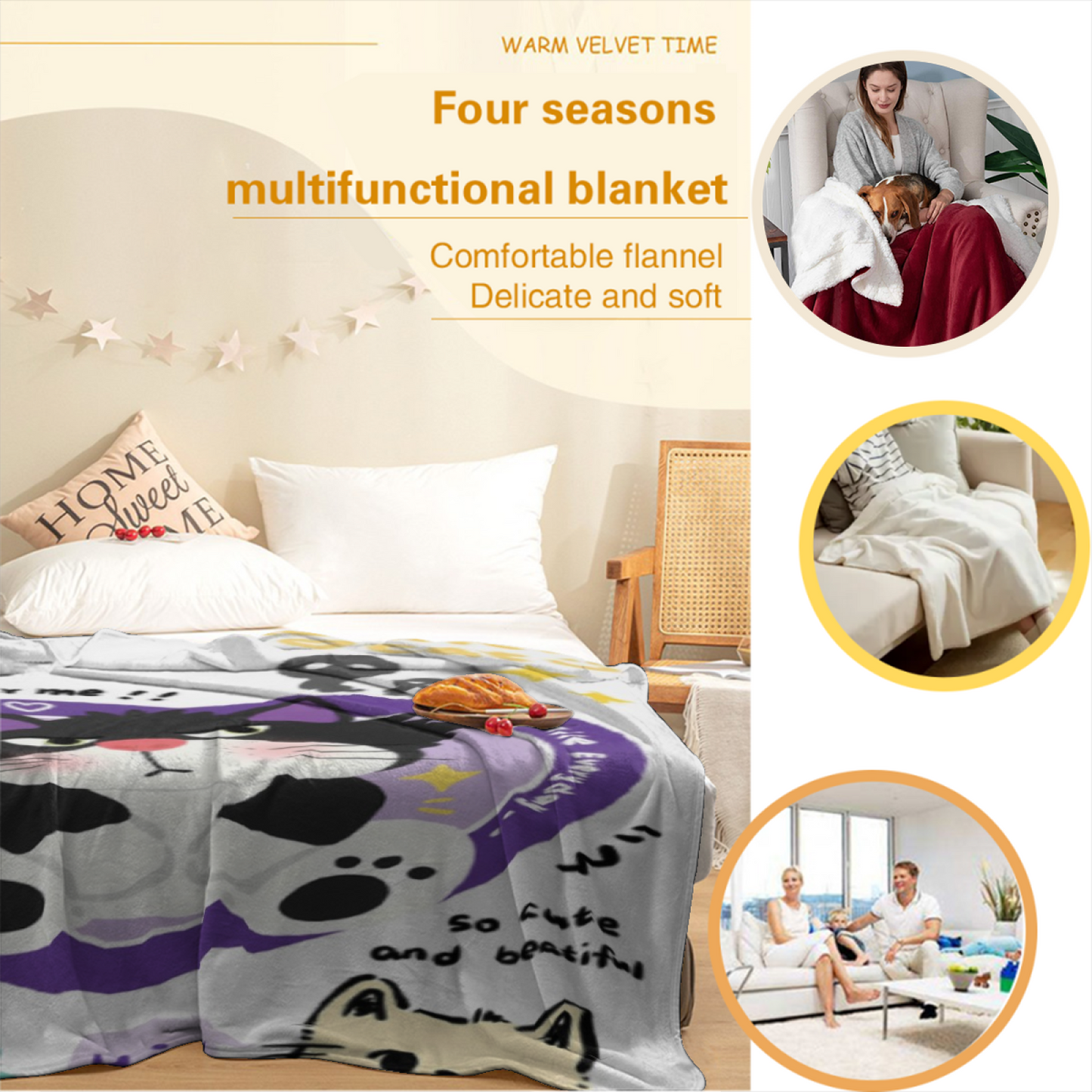 Colorful Artistic Throw Blanket ¨C Contemporary Abstract Printed Design