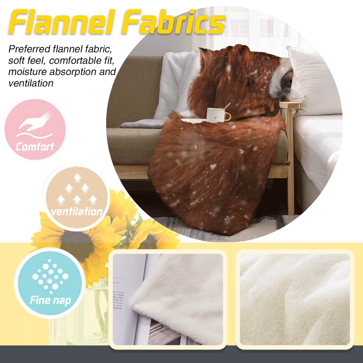 Azure Serenade Soft Neutral Art Flannel Throw Blanket
