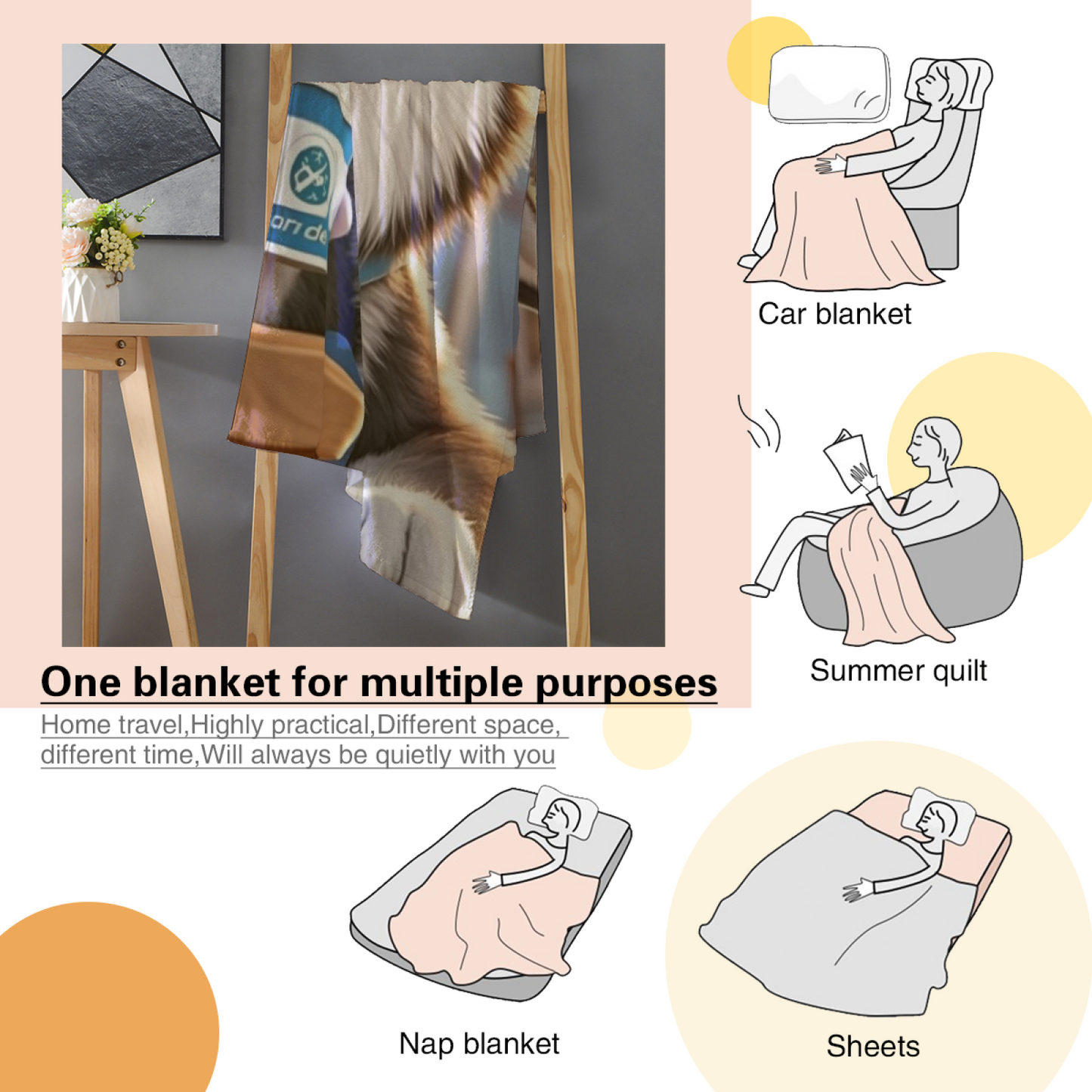 Cool Husky Dog Flannel Throw Blanket ¨C Cap, Sunglasses and Coffee Design
