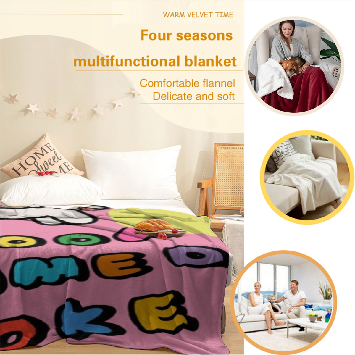 Soft Minimalist All-Season Flannel Blanket ¨C Lagoon Orchard Collection