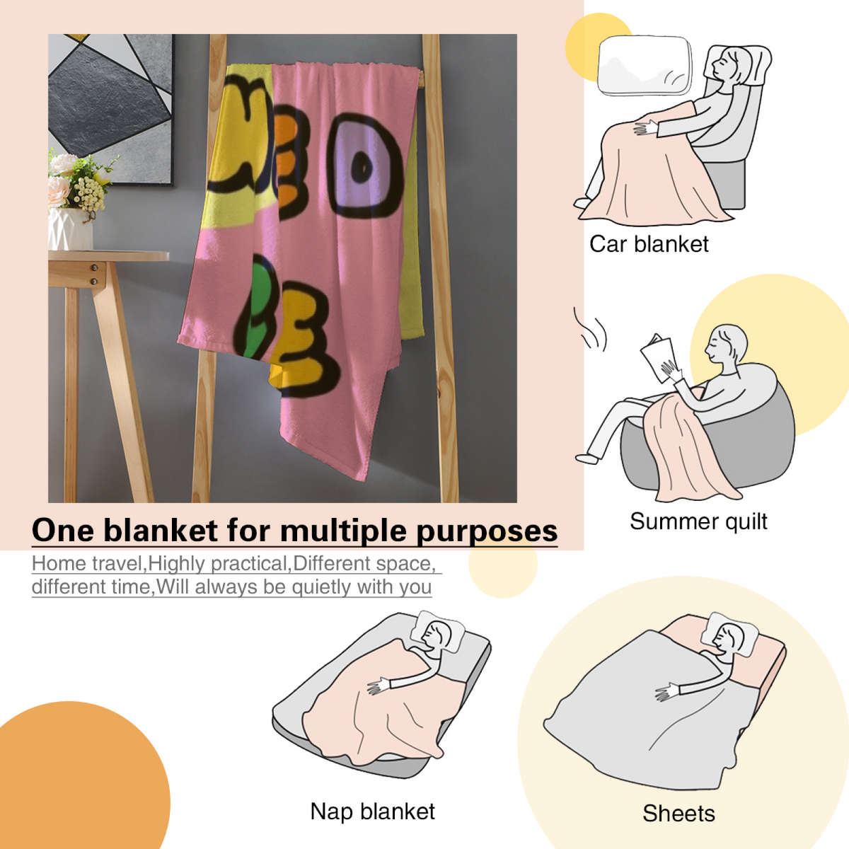Soft Minimalist All-Season Flannel Blanket ¨C Lagoon Orchard Collection