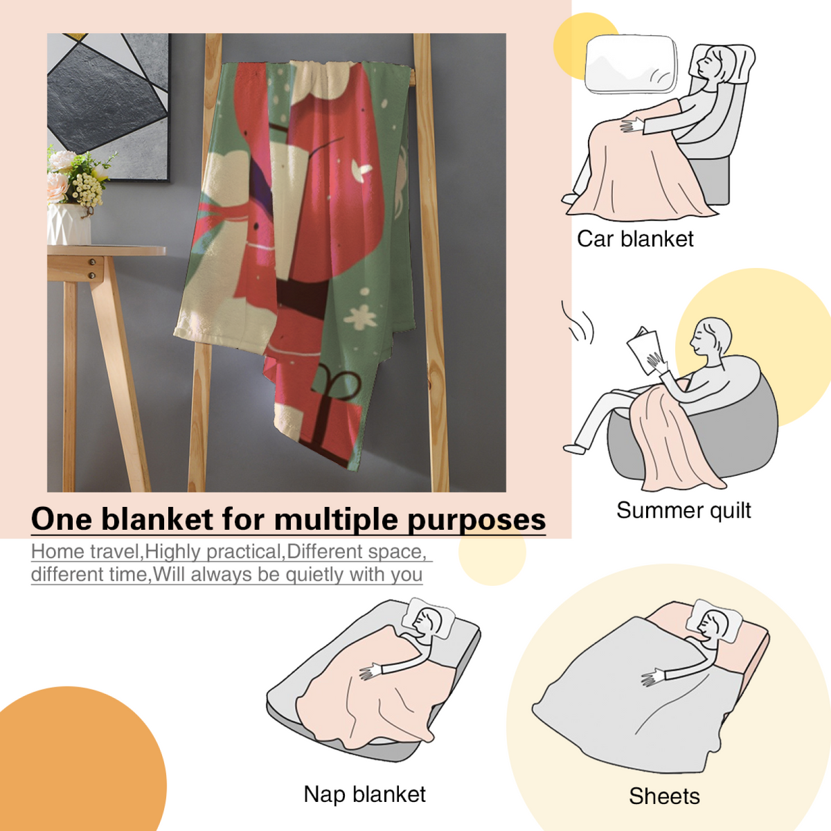 Sweet Ghost Cartoon Flannel Throw Blanket