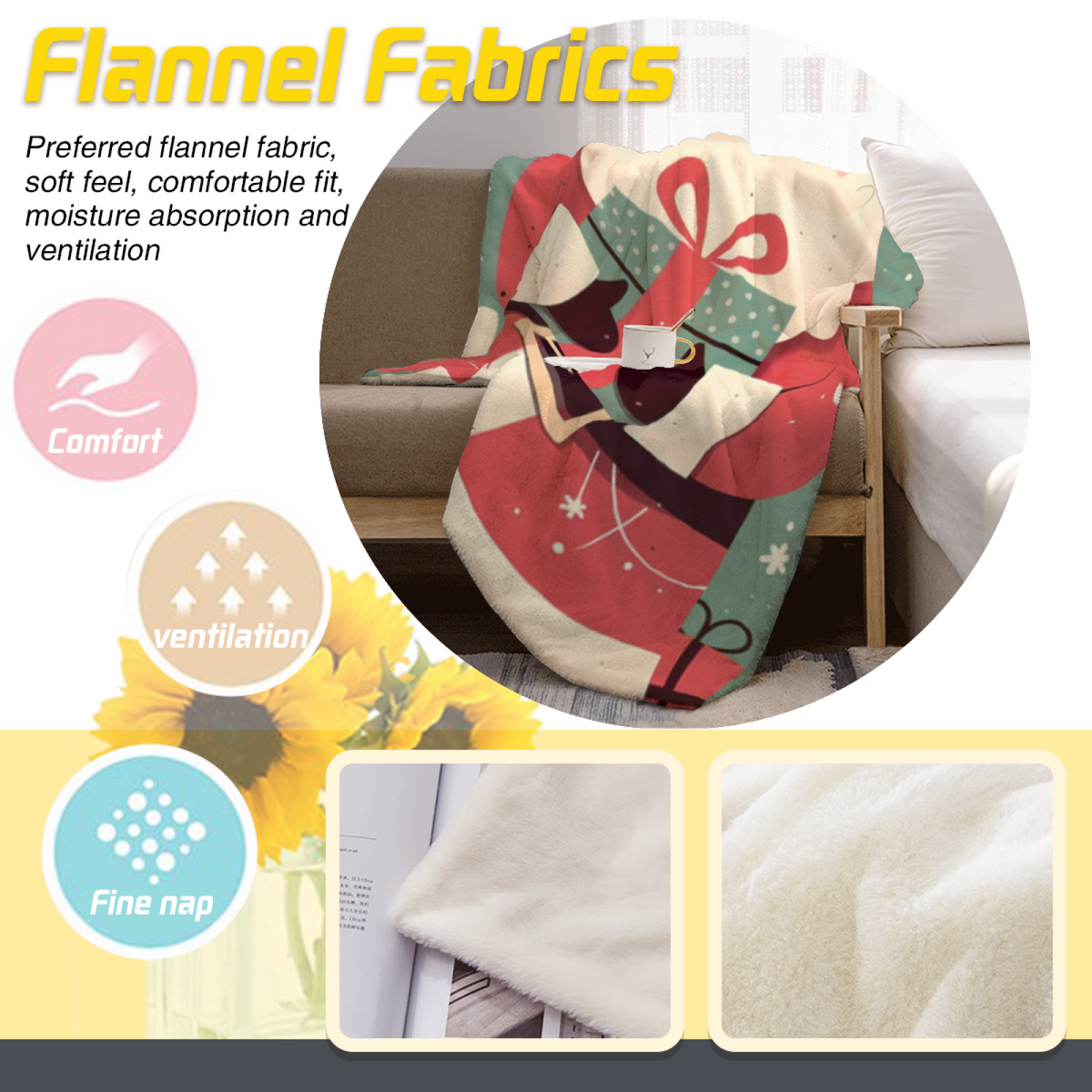 Sweet Ghost Cartoon Flannel Throw Blanket