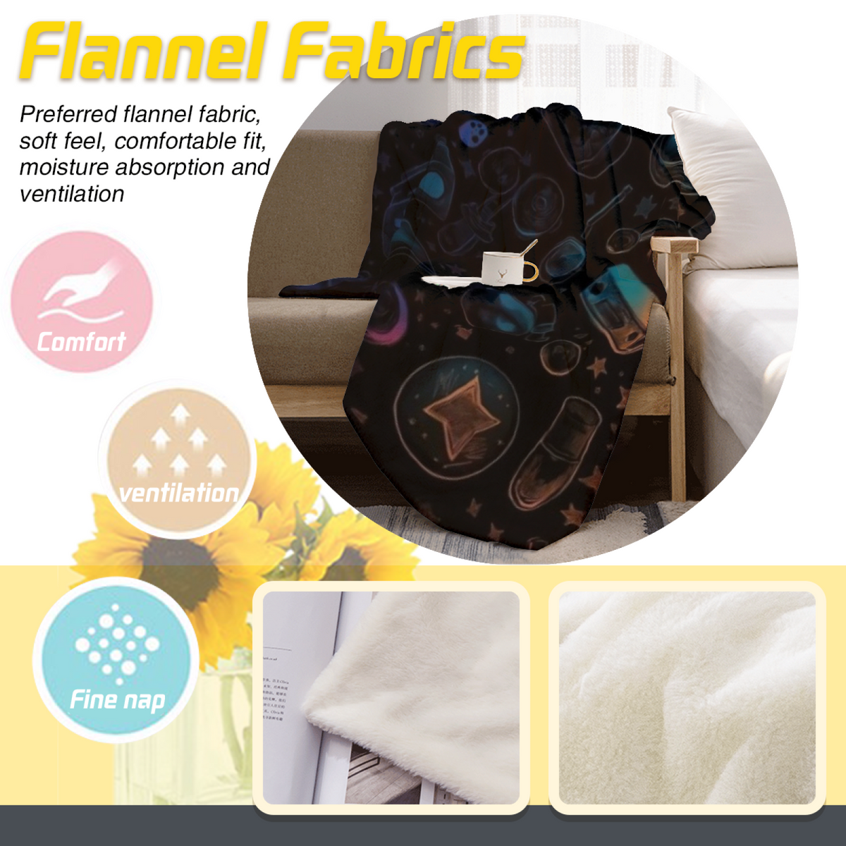 Enchanted Wonder Soft Neutral Modern Art Decorative Flannel Blanket