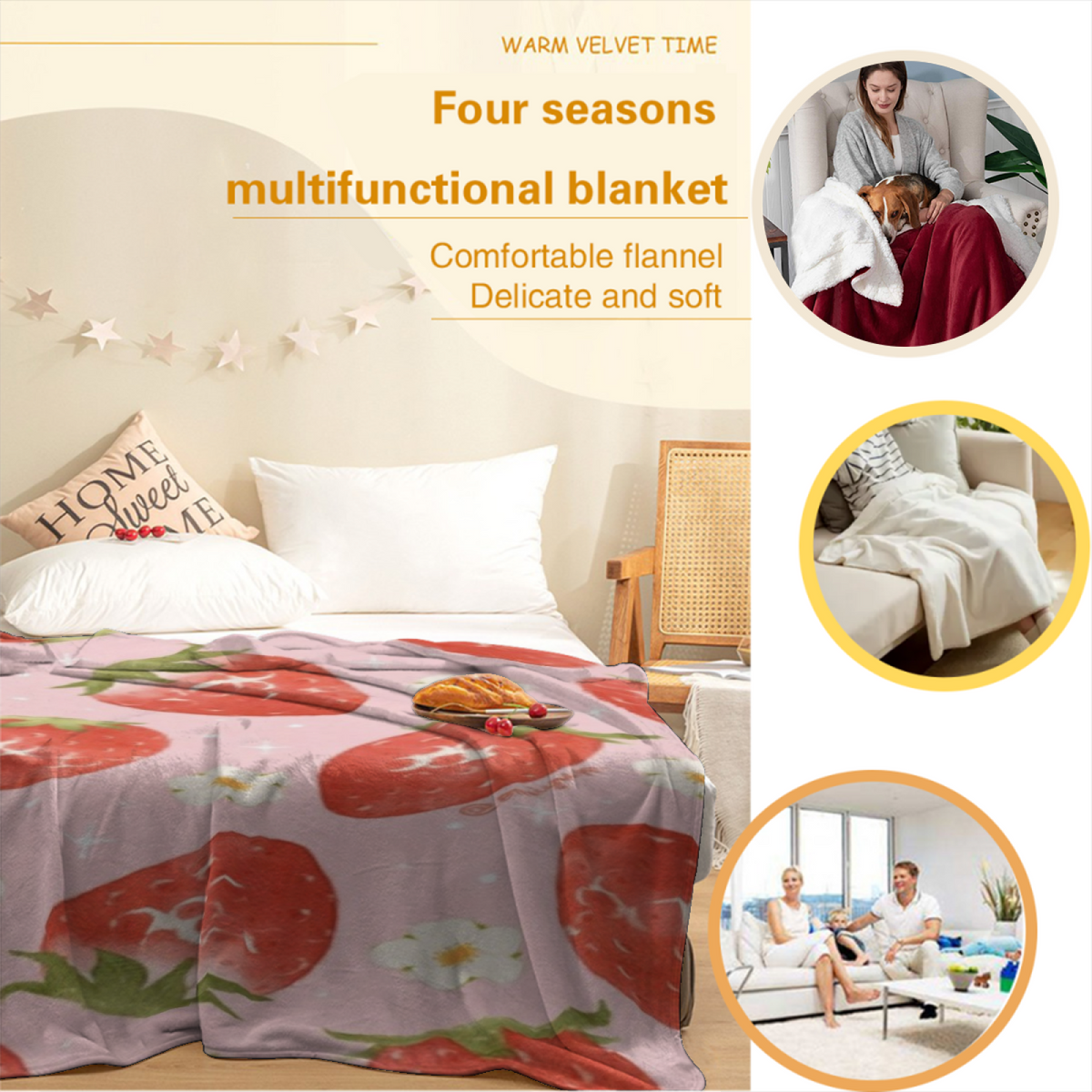 Decorative Pastel Multicolor Solstice Mosaic Decorative Flannel Blanket