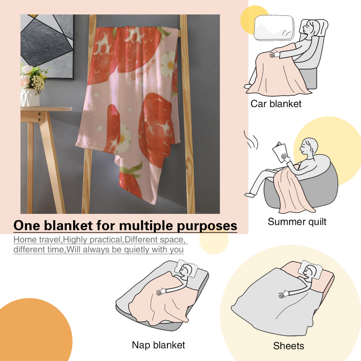Decorative Pastel Multicolor Solstice Mosaic Decorative Flannel Blanket
