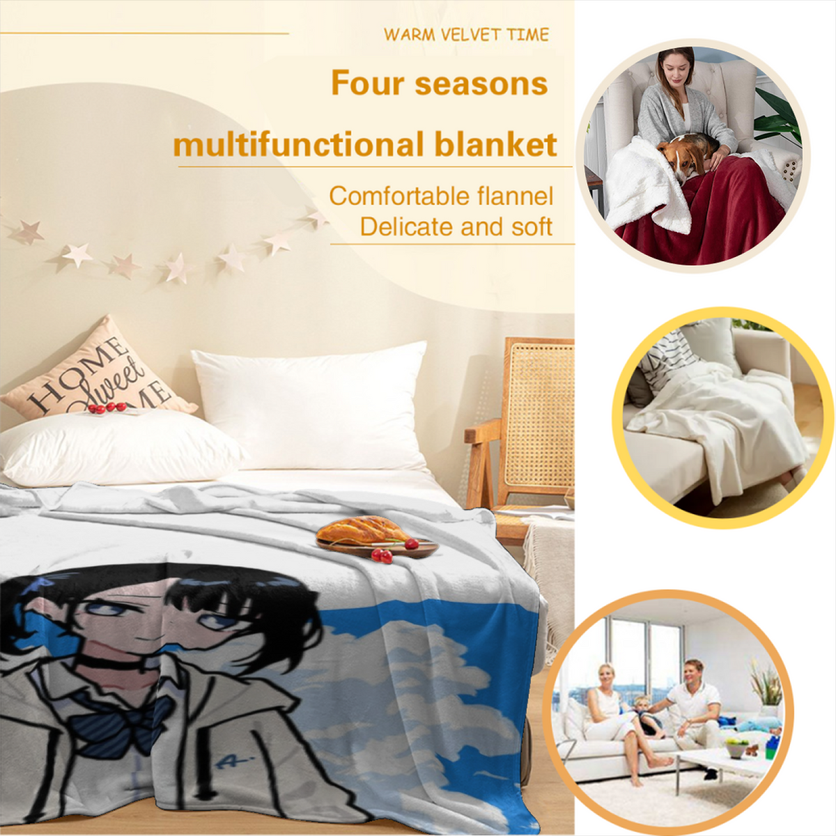 Opaline Lagoon Inspired Cozy Flannel Bed Blanket ¨C Earthy Neutral Palette