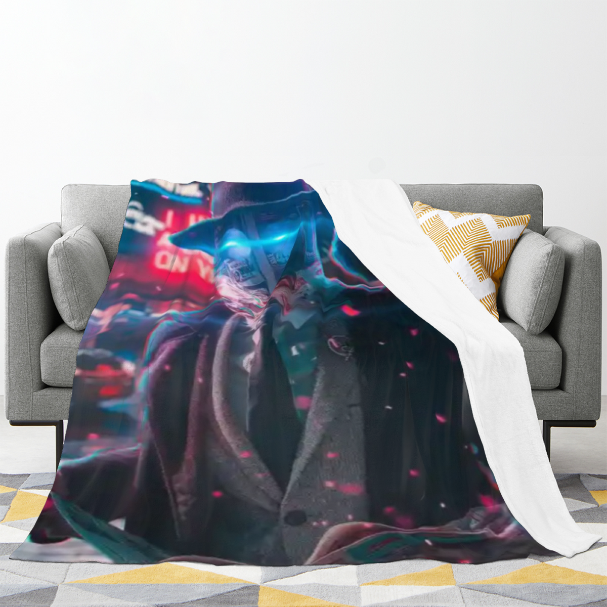 Alpine Picnic Pastel Multicolor Modern Art Flannel Throw Blanket